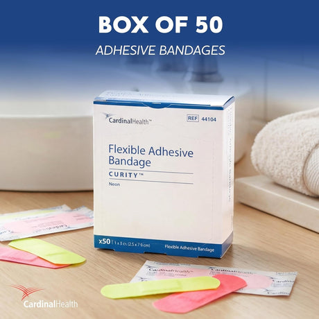 Curity Flexible Adhesive Bandage, Sterile, Neon, 1" x 3" - 44104--Box - LL Medico