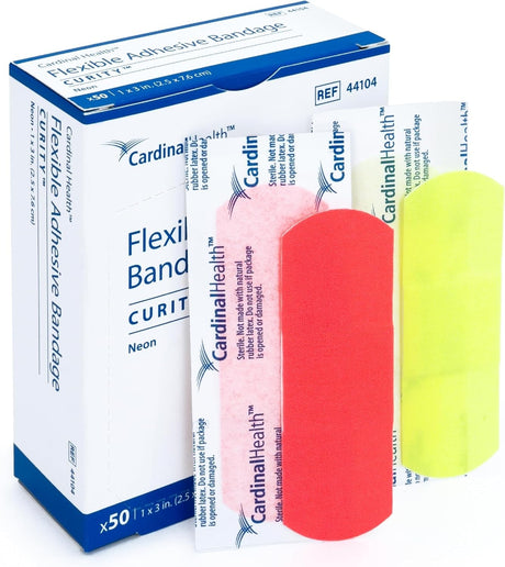 Curity Flexible Adhesive Bandage, Sterile, Neon, 1" x 3" - 44104--Box - LL Medico