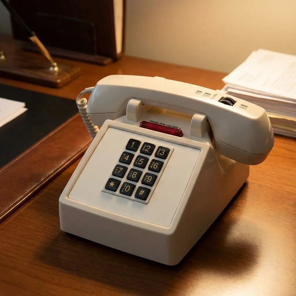 Med-Pat D2600C Retro Corded Desk Phone | Beige & Volume Boost