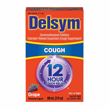 Delsym Extended - Release 12 Hour Cough Relief Liquid, Grape, 3 fl oz - 63824017163 - LL Medico