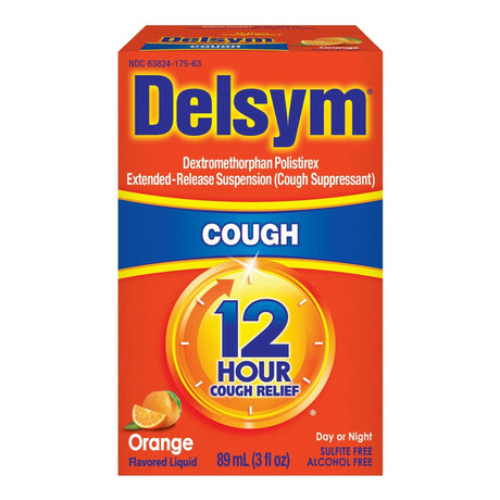 Delsym Extended - Release 12 Hour Cough Relief Liquid, Orange, 3 fl oz - 63824017563 - LL Medico