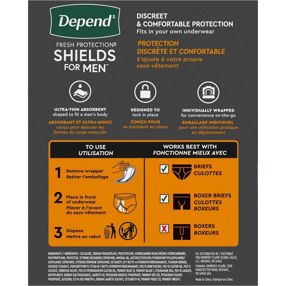 Depend Incontinence Shields for Men - 35641-Pack - LL Medico