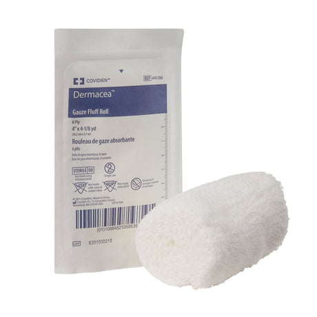 Dermacea Gauze Fluff Bandage Roll, Sterile, White, 6-Ply, 4" x 4.125 yd - 441106-Single - LL Medico