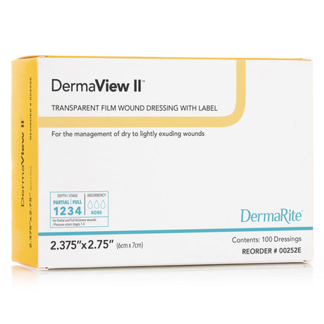 DermaRite DermaView II Transparent Film Dressing, Rectangle, Sterile - 16812-Single - LL Medico
