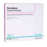 DermaRite Petrolatum Impregnated Dressing, size 6" x 36" box front