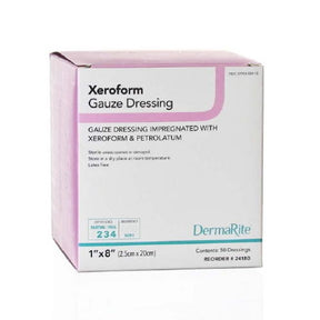 DermaRite Xeroform Petrolatum Gauze Dressing, 1 x 8 Inch, Sterile - 24180-Box - LL Medico