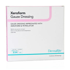 DermaRite Xeroform Petrolatum Gauze Dressing, 2 x 2 Inch, Sterile - 24220-Box - LL Medico
