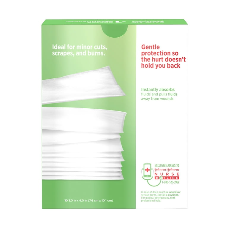 Band-Aid Hurt-Free Non-Stick Pads Large 3 x 4 Inch