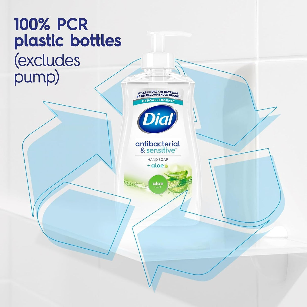 Dial Antibacterial & Sensitive Hand Soap with Aloe, 11 fl oz Pump Bottle, Unscented, Case of 12 - DIA35476-Box - LL Medico