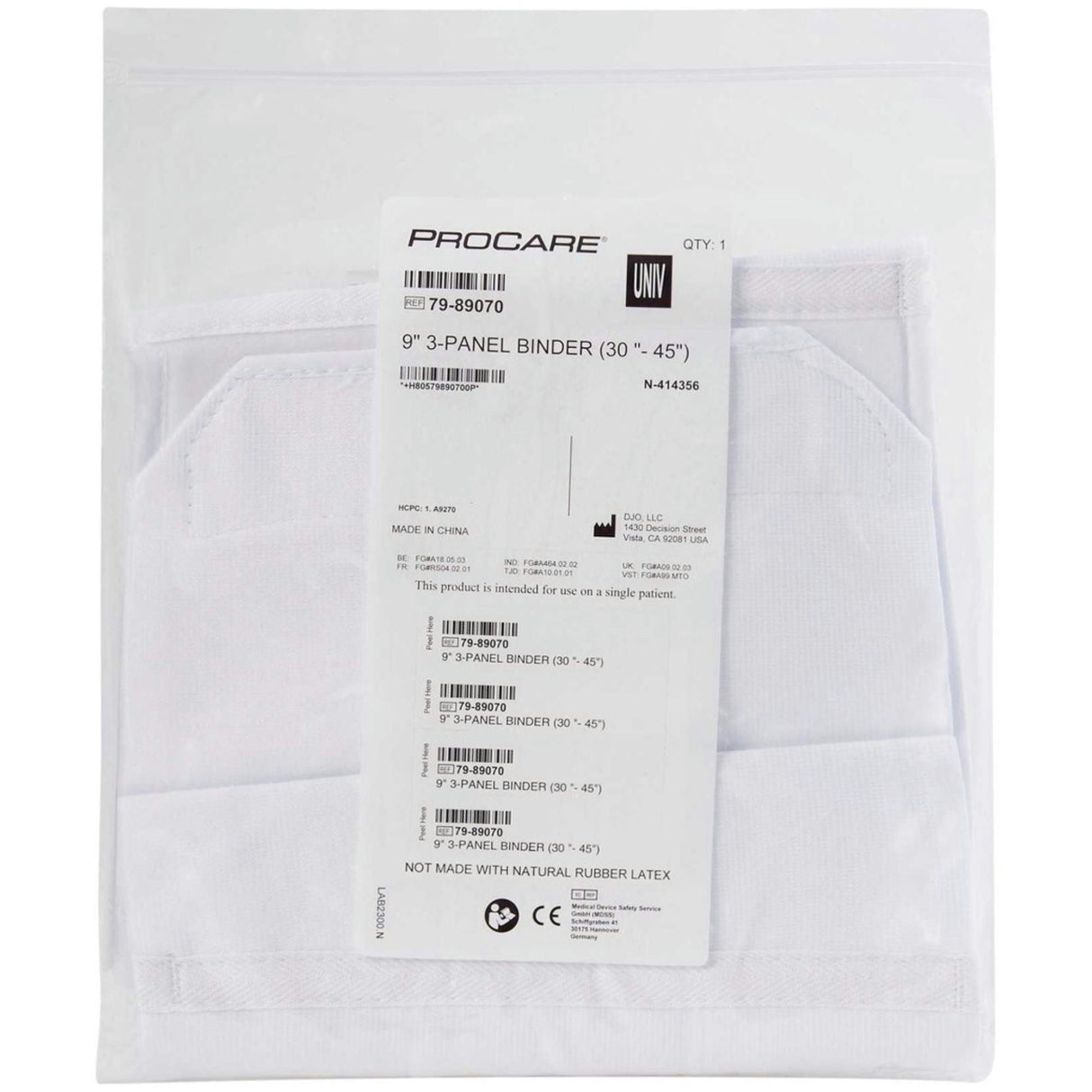 DJO ProCare Premium Abdominal Binder, One Size Fits Most, 9" Height - 79-99431-Pack - LL Medico