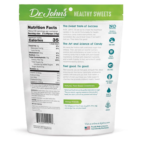 Dr. John's Candies Sugar Free Lollipops - 4056-Bag - LL Medico