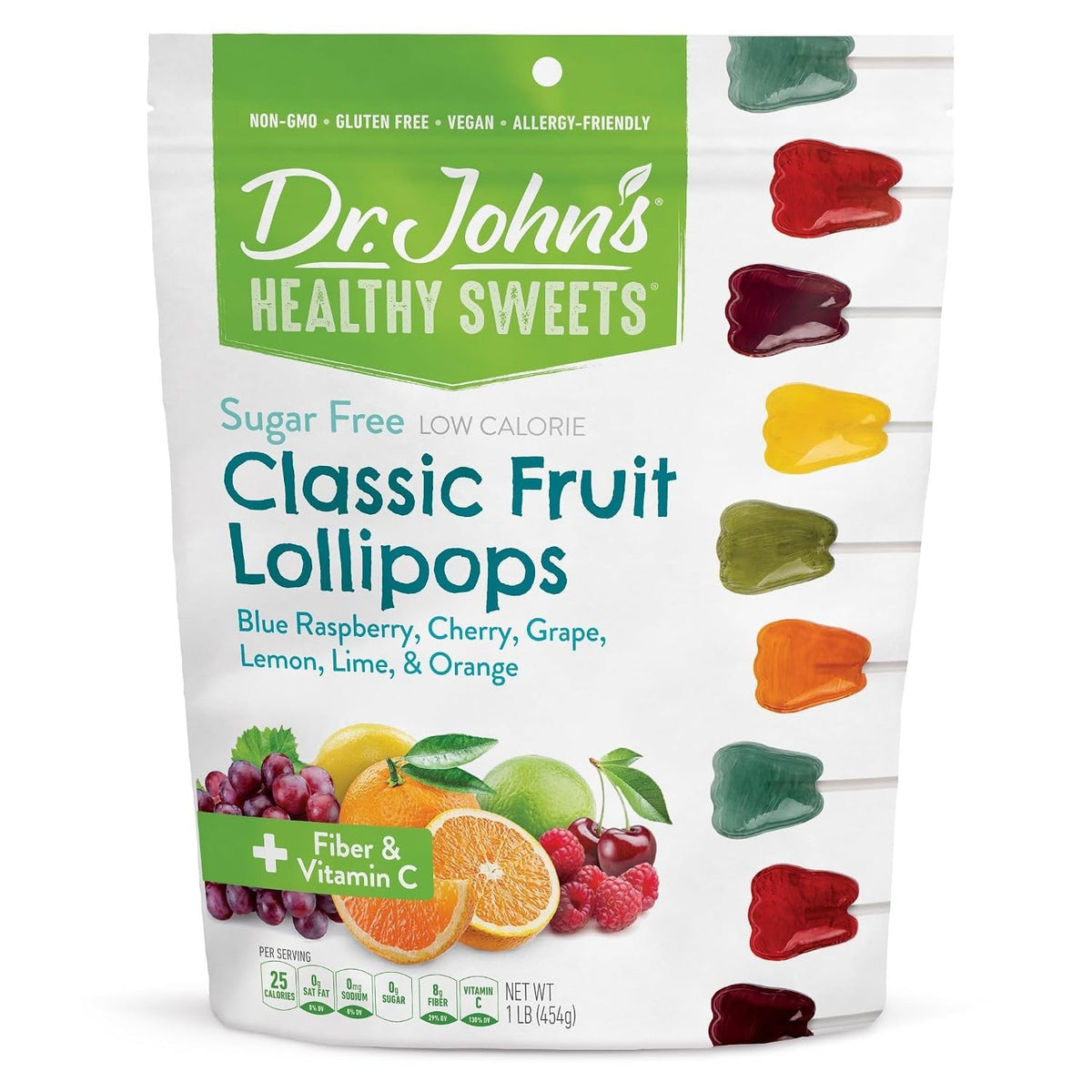 Dr. John's Sugar Free Classic Fruit Lollipops - SOCFC100.2-Bag - LL Medico