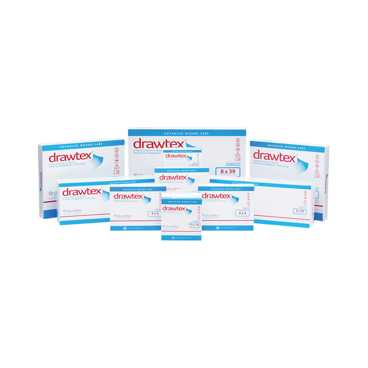 Drawtex Hydroconductive Wound Dressing, assorted box sizes