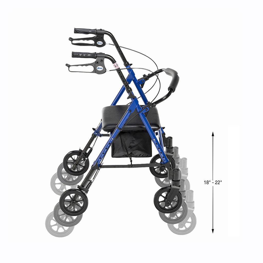 Drive Adjustable Height Rollator, Blue - RTL10261BL - LL Medico