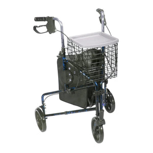Drive Deluxe 3 Wheel Aluminum Rollator, Flame Blue - 10289BL - LL Medico