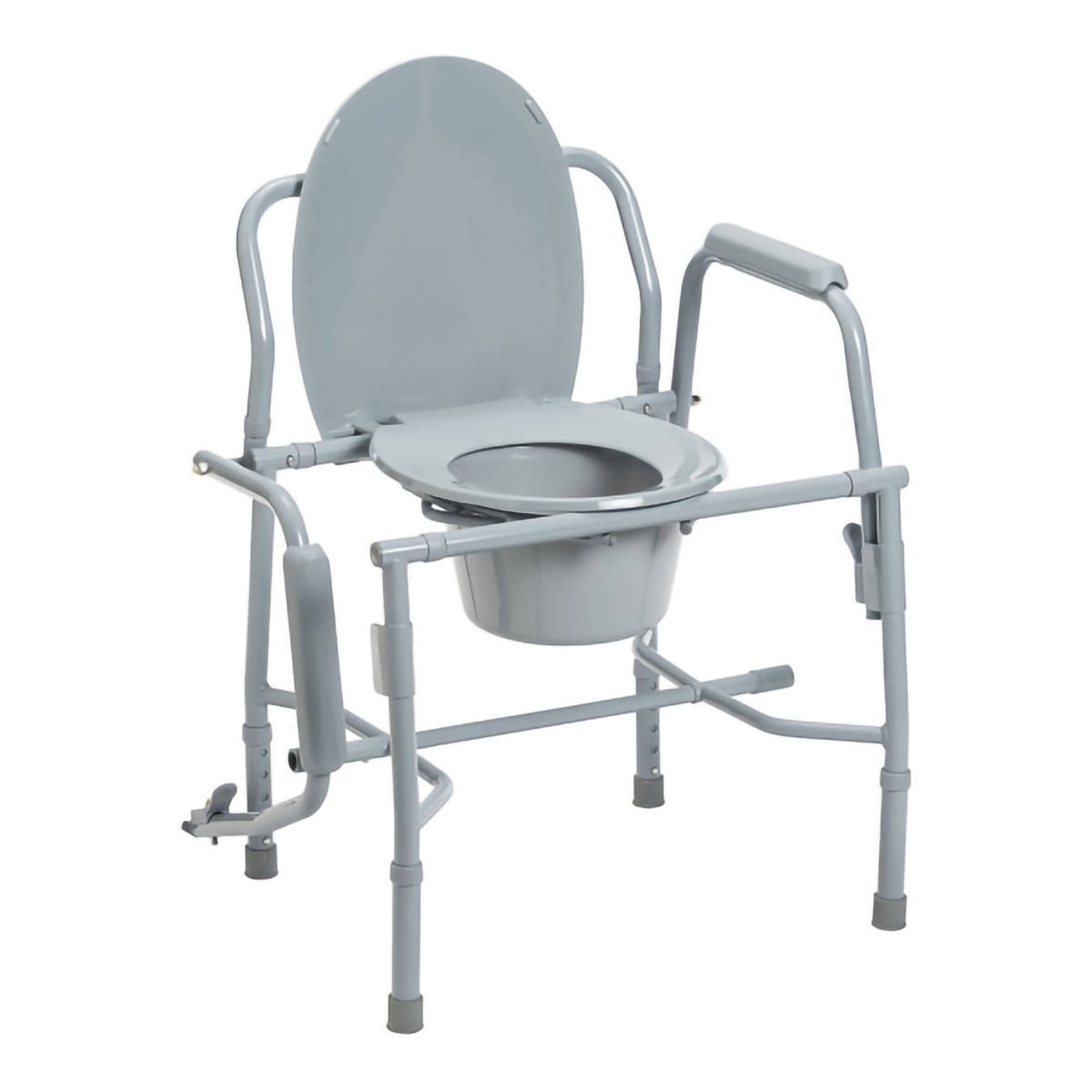 Drive Deluxe Steel Drop-Arm Commode, 13.75" Seat Width, 300 lb Capacity - 11125KD-1-Single - LL Medico