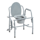Drive Deluxe Steel Drop-Arm Commode, 13.75" Seat Width, 300 lb Capacity - 11125KD-1-Single - LL Medico