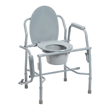 Drive Deluxe Steel Drop-Arm Commode, 13.75" Seat Width, 300 lb Capacity - 11125KD-1-Single - LL Medico