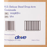 Drive Deluxe Steel Drop-Arm Commode, 13.75" Seat Width, 300 lb Capacity - 11125KD-1-Single - LL Medico