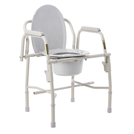 Drive Deluxe Steel Drop-Arm Commode, 13.75" Seat Width, 300 lb Capacity - 11125KD-1-Single - LL Medico