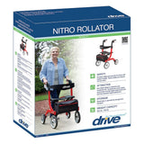 Drive Nitro Aluminum 4 Wheel Rollator, Red, 10" Casters - RTL10266 - LL Medico