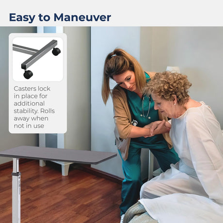 Drive Overbed Table Non-Tilt Top with Adjustment Handle, 28" to 45" Height Range - 13067-Case - LL Medico