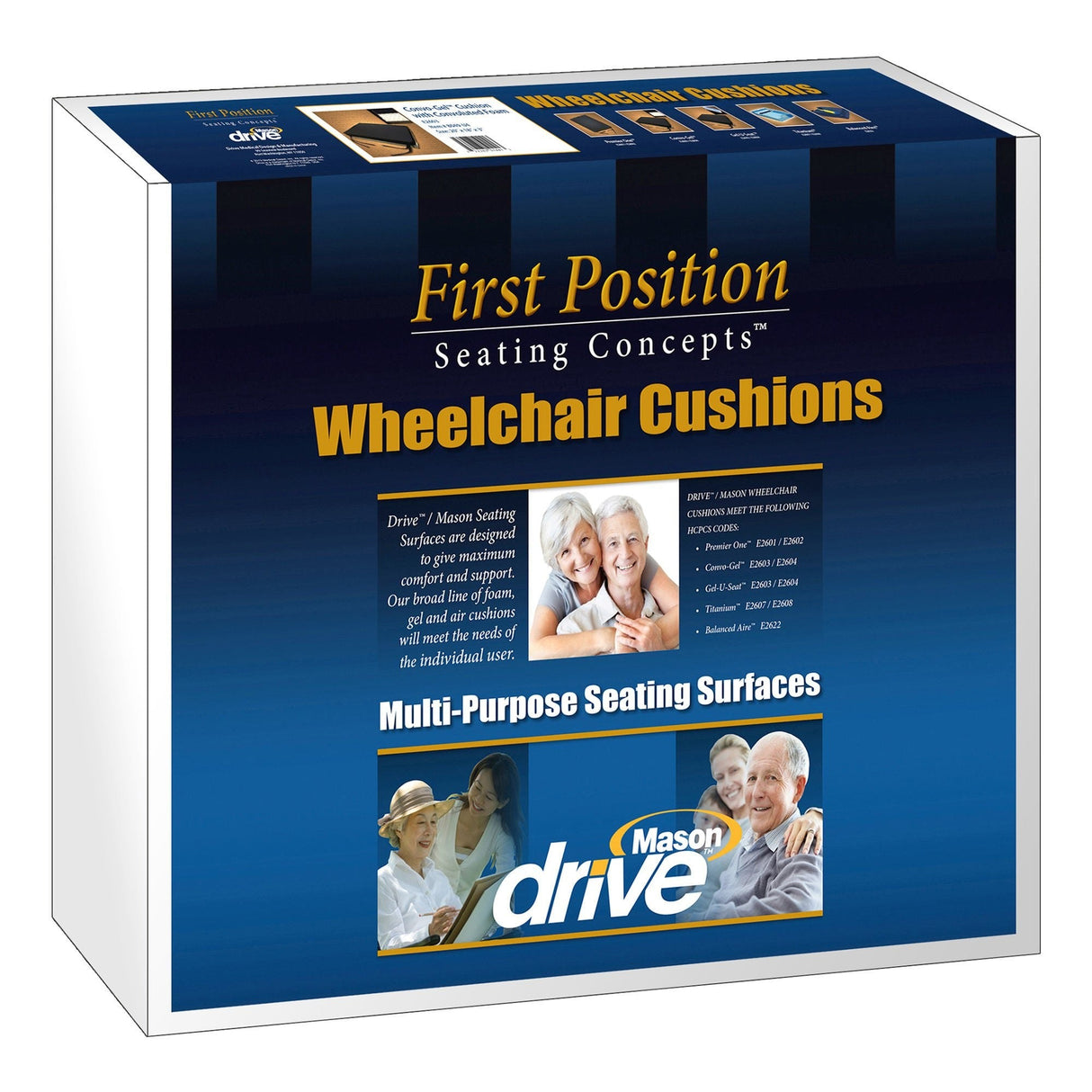 Drive Premier One Foam Seat Cushion, Bariatric, 16" W x 16" L x 3" D - M8063-Single - LL Medico