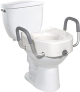 Drive Premium Raised Toilet Seat with Arms, Elongated, 3.5" Height, 13.75" x 19.25", 300 lb Capacity - 12403-Single - LL Medico