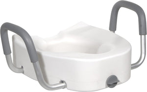 Drive Premium Raised Toilet Seat with Arms, Elongated, 3.5" Height, 13.75" x 19.25", 300 lb Capacity - 12403-Single - LL Medico