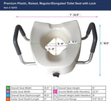 Drive Premium Raised Toilet Seat with Arms, Elongated, 3.5" Height, 13.75" x 19.25", 300 lb Capacity - 12403-Single - LL Medico