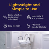 Drive Premium Raised Toilet Seat with Removable Arms, Standard Round, 13.75" x 17", 3.5" Height, 300 lb Capacity - 12402-Single - LL Medico