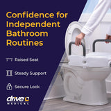 Drive Premium Raised Toilet Seat with Removable Arms, Standard Round, 13.75" x 17", 3.5" Height, 300 lb Capacity - 12402-Single - LL Medico