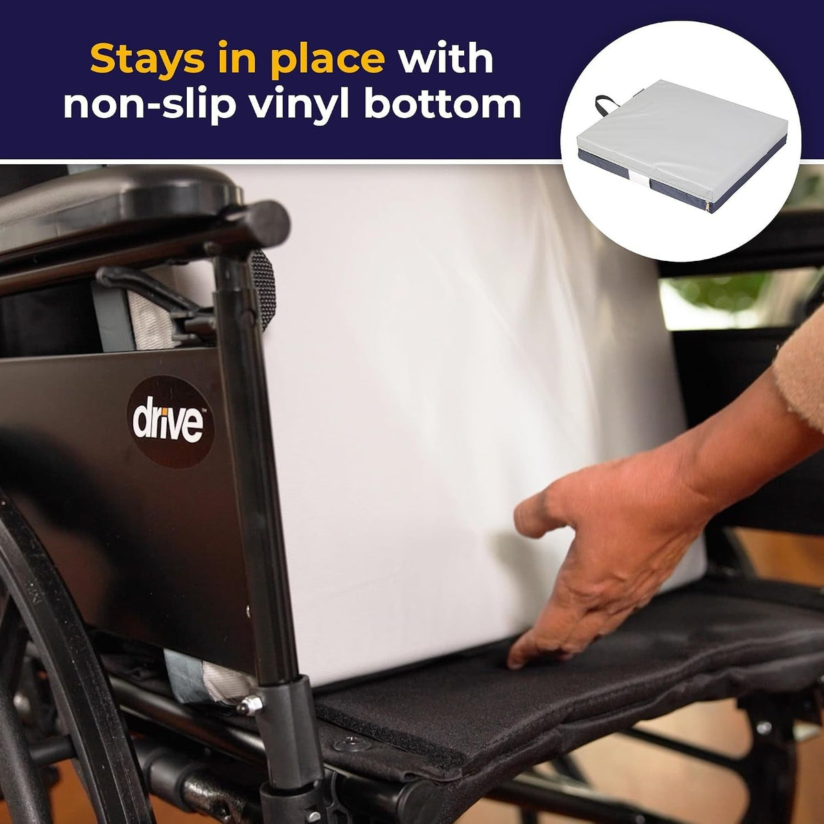 Drive Skin Protection Gel Wheelchair Seat Cushion, 18" x 16" x 3", Standard - 14886-Single - LL Medico