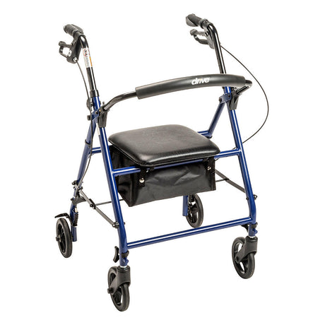 Drive Steel Patient Rollator w/ 6" Wheels, 300 lb Weight Capacity - R800KD-BL - LL Medico
