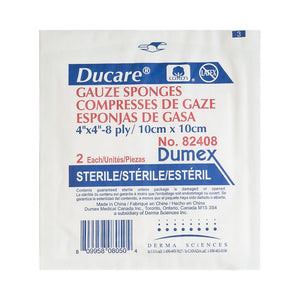 Ducare Gauze Sponge, Sterile, 4" x 4", 8-Ply - 82408-Box - LL Medico