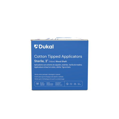 Dukal Cotton Tipped Applicators, Sterile, 3", Wood Shaft - 9013-Box - LL Medico
