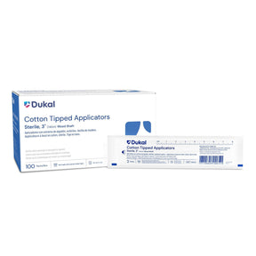 Dukal Cotton Tipped Applicators, Sterile, 3", Wood Shaft - 9013-Box - LL Medico