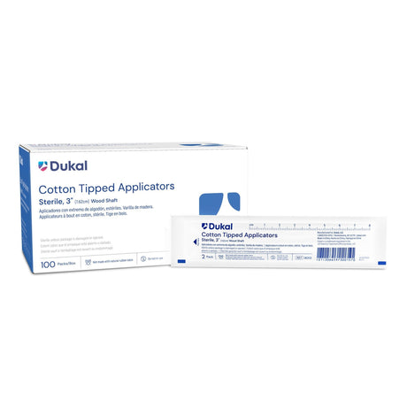 Dukal Cotton Tipped Applicators, Sterile, 3", Wood Shaft - 9013-Box - LL Medico