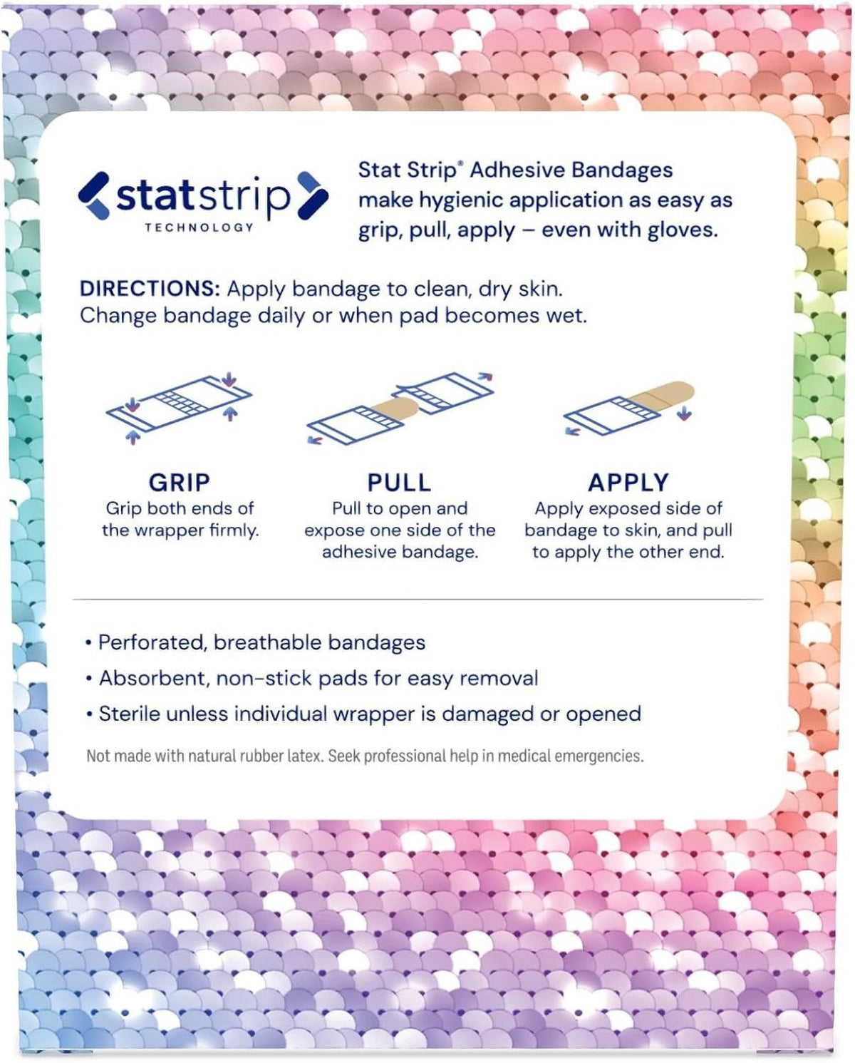 Dukal Glitter & Stars Stat Strip Adhesive Bandages, Sterile, Assorted Sizes - 1075413-Box - LL Medico
