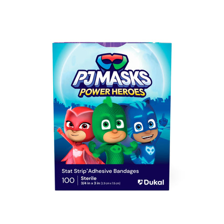 Dukal Stat Strip PJ Masks Power Heroes Adhesive Bandages, Sterile, 3/4" x 3" - 1087756-Box - LL Medico