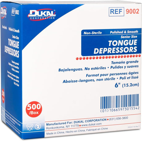 Dukal Tongue Depressor, Non Sterile, 6" - DUK9002-Box - LL Medico