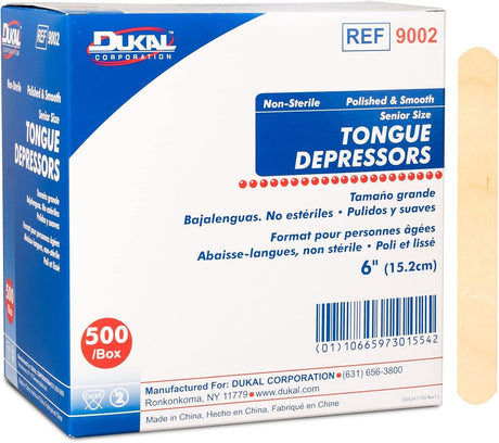 Dukal Tongue Depressor, Non Sterile, 6" - DUK9002-Box - LL Medico