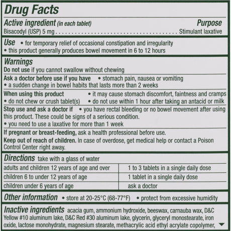 Dulcolax Bisacodyl Laxative Tablets, 5 mg - 81421002001-Box - LL Medico