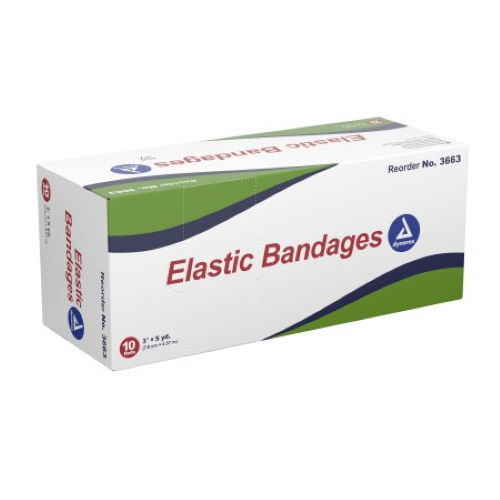 Dynarex Elastic Bandage, Clip Detached Closure, 3 in x 5 yd Roll, Non - Sterile - 3663-Box - LL Medico