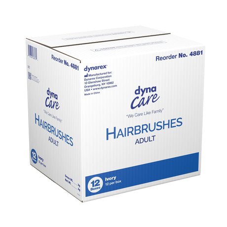 Dynarex Nylon Bristle Hairbrush, Adult, Ivory, 9 Inch - 4881-Single - LL Medico