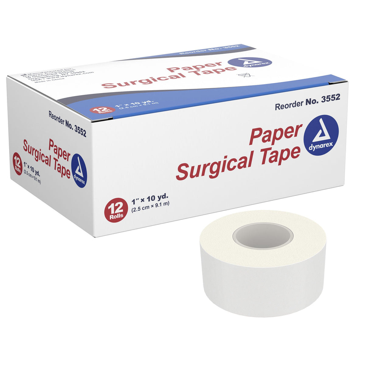 Dynarex Paper Medical Tape, 1 Inch x 10 Yard, White