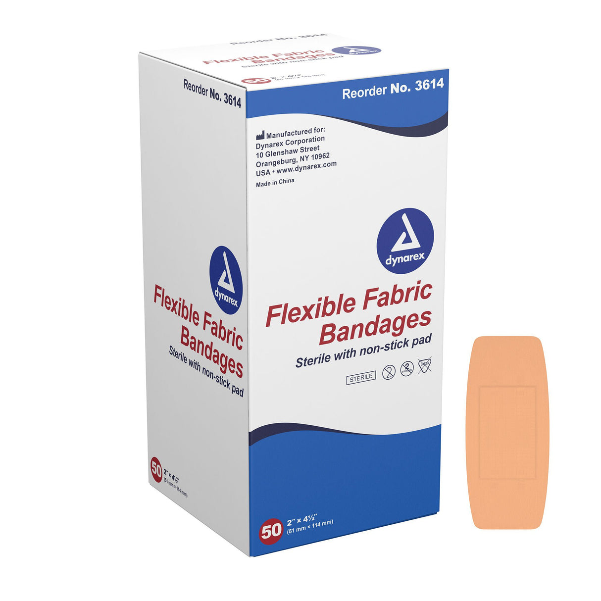 Dynarex Tan Adhesive Strip, 2 x 4.5 Inch