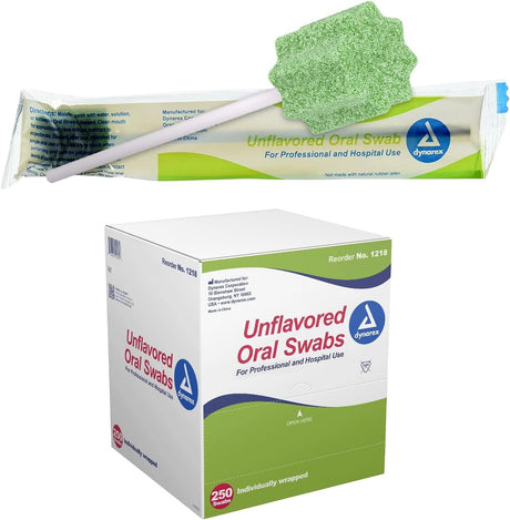 Dynarex Unflavored Oral Swabs, Individually Wrapped, Box of 250 - 1218-Box - LL Medico