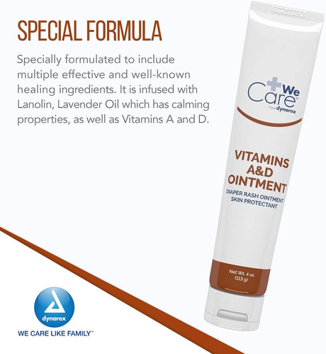 Dynarex We Care Vitamins A&D Ointment, Scented, 4 oz Tube - 1155-Single - LL Medico