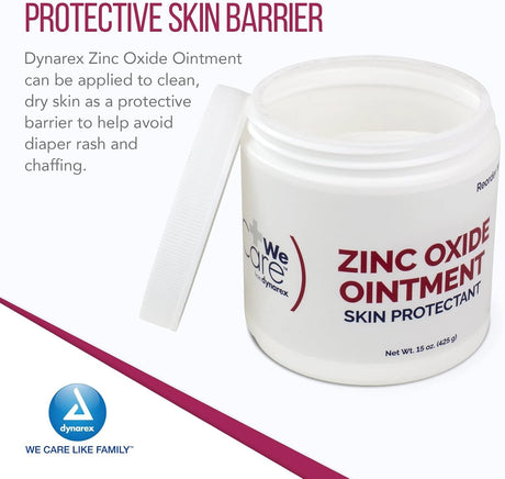 Dynarex We Care Zinc Oxide Ointment Skin Protectant, 15 oz - 1192-Single - LL Medico